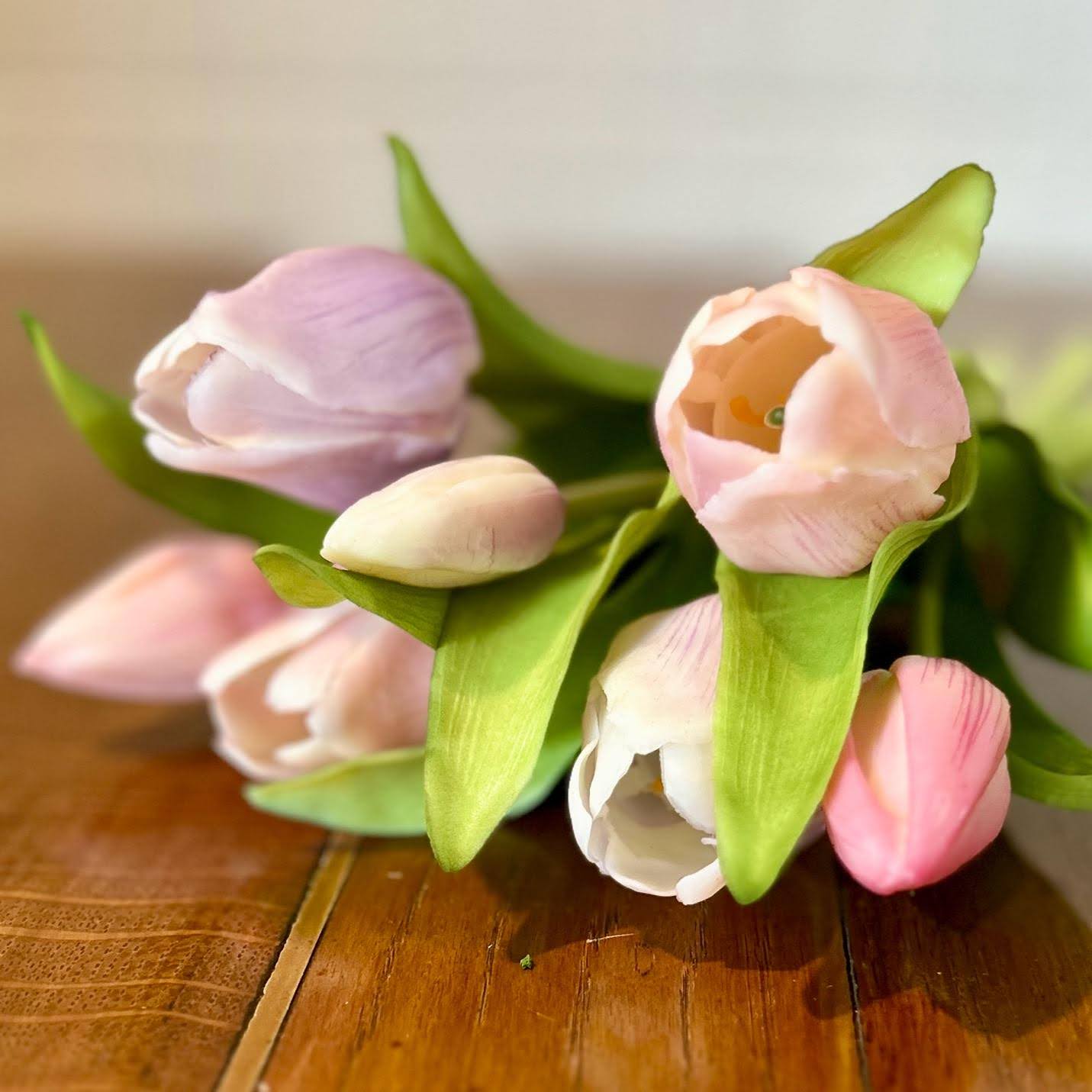 Light Pink and Violet Real Touch Tulip
